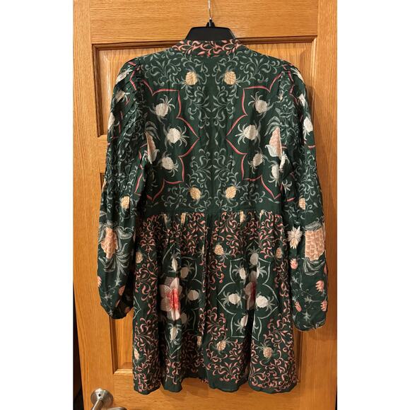 green pineapple garden long sleeve mini dress FARM RIO Pineapple Garden Long Sleeve Mini Dress In Green main image 1